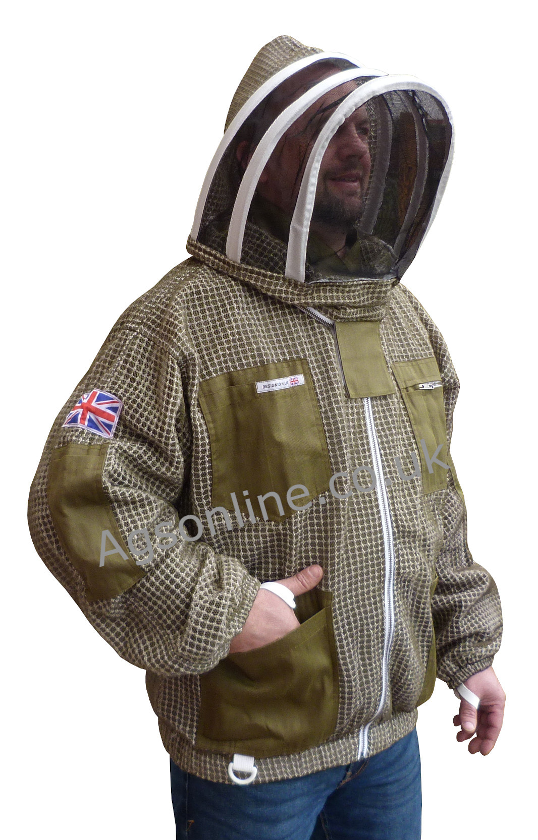 Holulo Beekeeping Jacket with Fencing Veil,Extra Ventilated Beekeeper Jackets for Professionals Beekeeper,Three-Layer Network,White XXL 